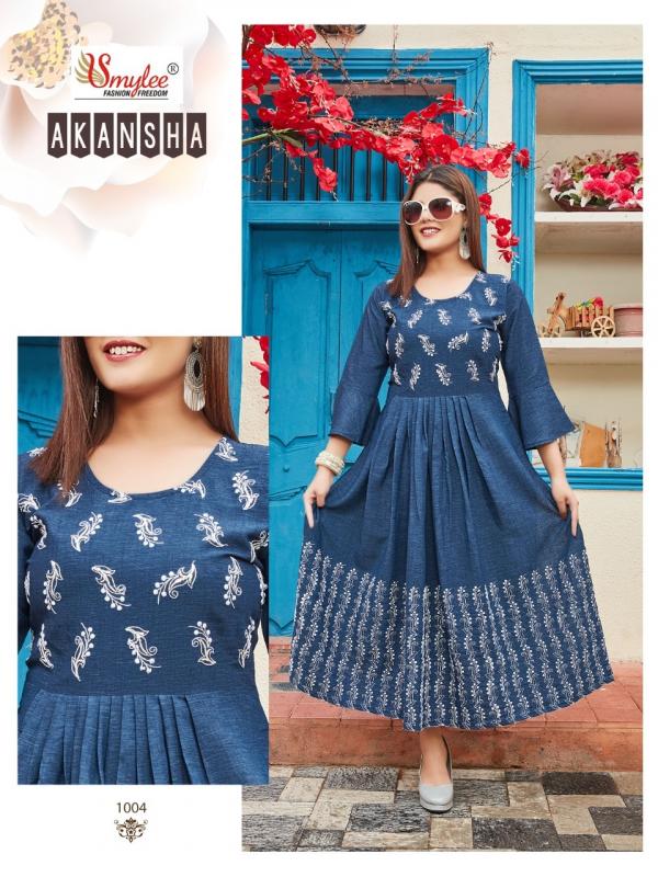 Smylee Akansha Beautiful Rayon Embroidery Flair Kurti 